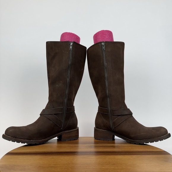 Womens LL Bean Deerfield Brown Nubuck Leather Tall Riding Harness Boots Size 8 W - Picture 5 of 8